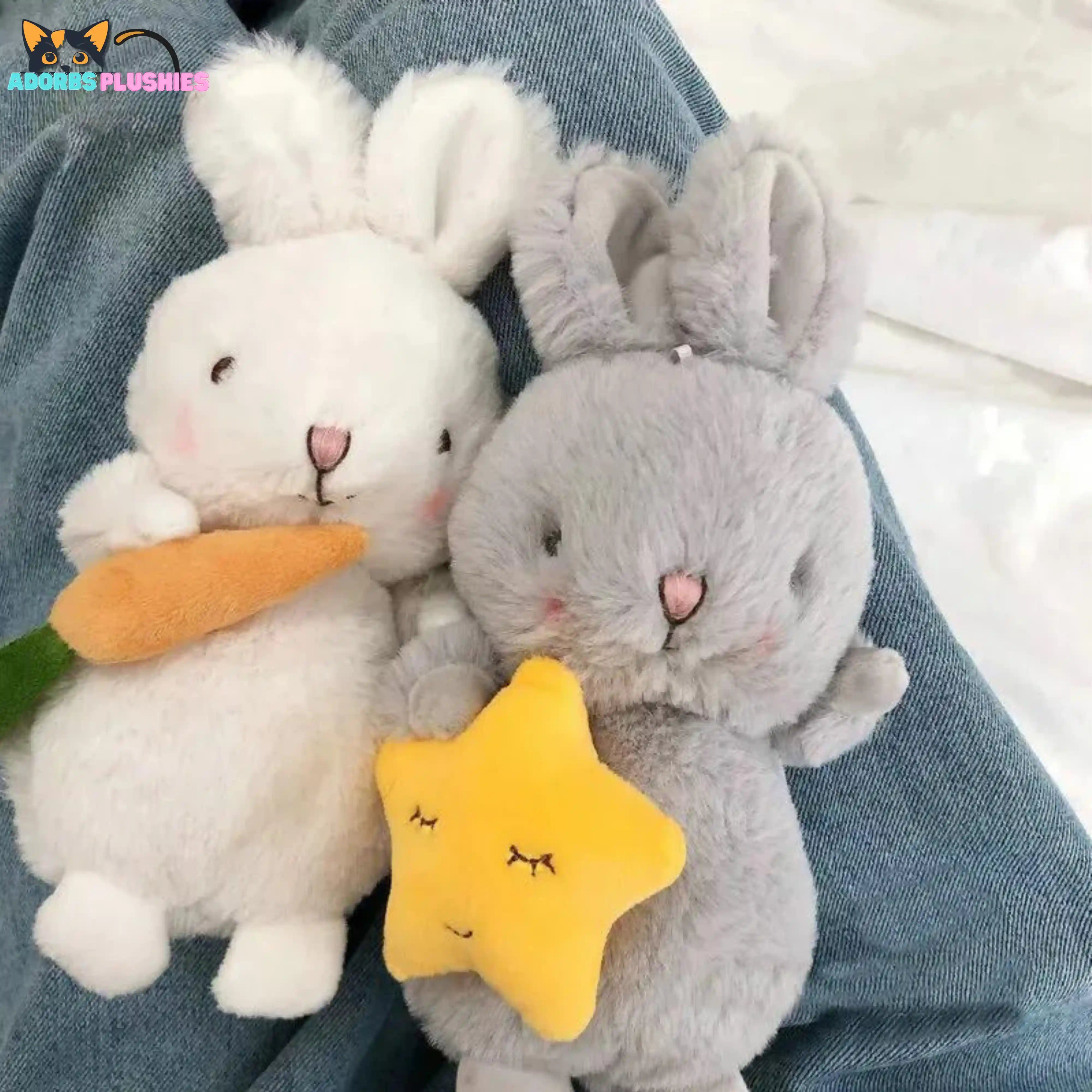 Fluffy Bunny Plush holding Food - Star Carrot Bunny Gift