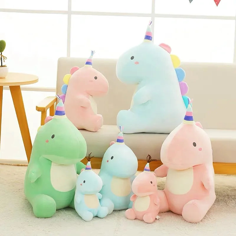 Rainbow Hap Dinosaur Plushie - Soft Glass Green Doll | Stuffed Animals & Plushies | Adorbs Plushies