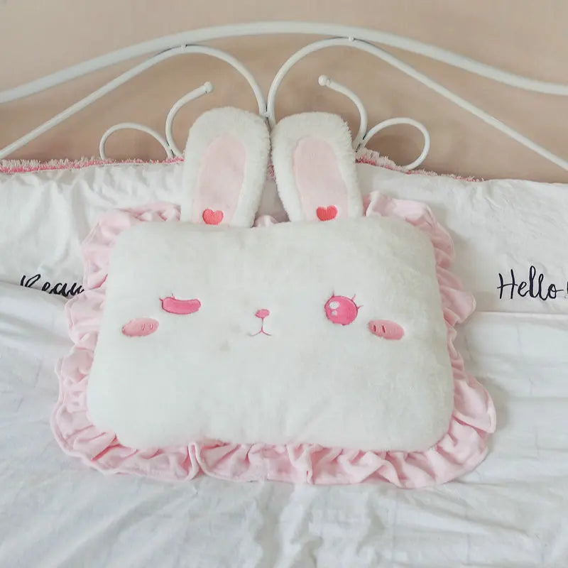 Lolita Bunny Plush Pillow - Cute Nap Companion for Girls