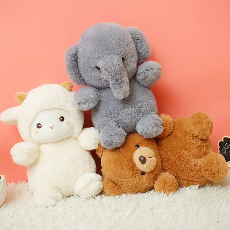 Fluffy Elephant & Lamb Plushies - Soft Baby Appease Doll | Stuffed Animals & Plushies | Adorbs Plushies