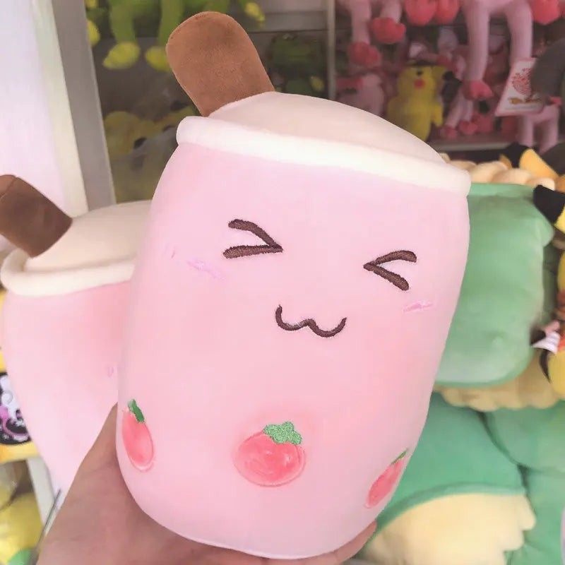 Boba Milk Tea Cartoon Plushie - Cute Strawberry Pillow | Stuffed Animals & Plushies | Adorbs Plushies