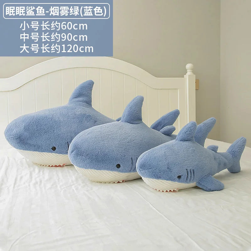 Giant Blue Shark & Pink Narwhal Plush - Sea Animal Pillow