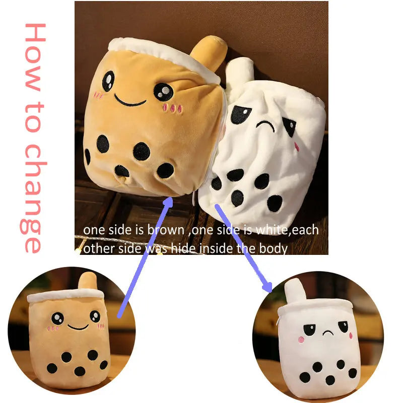 Reversible Emotion Boba Tea Plush - Double-Sided Toy | Stuffed Animals & Plushies | Adorbs Plushies