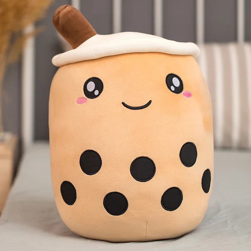 Boba Milk Tea Cartoon Plushie - Cute Strawberry Pillow