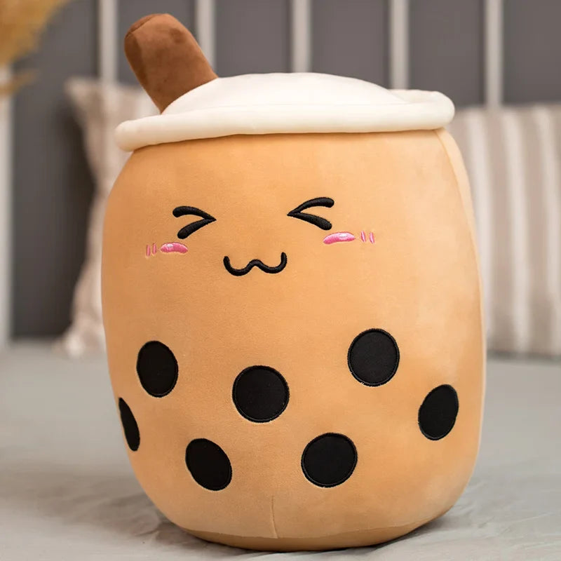 Boba Milk Tea Cartoon Plushie - Cute Strawberry Pillow