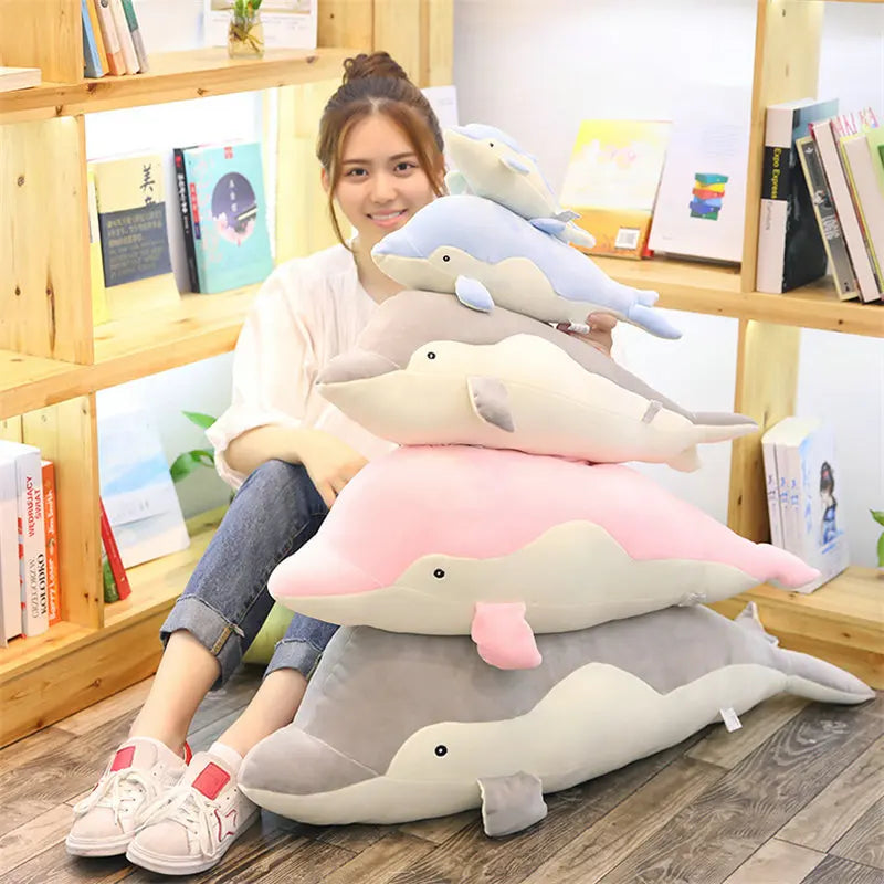 Blue Dolphin Plush Pillow - Soft Sea Animal Cushion | Stuffed Animals & Plushies | Adorbs Plushies