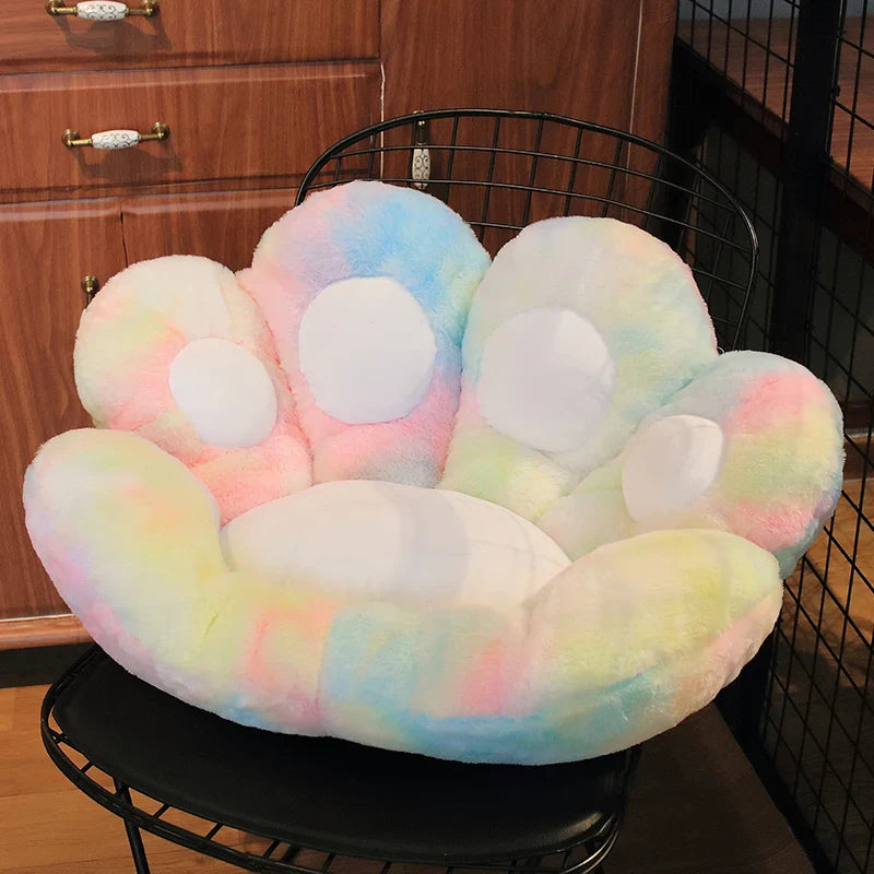 Rainbow Peacock & Bear Paw Chair Cushion - Colorful Mat