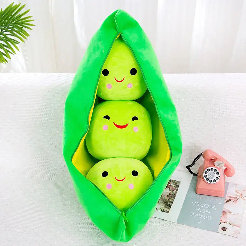 Pea Pod Plush Toy with Detachable Beans | Cute Teddy Bear for Gifts | Adorbs Plushies