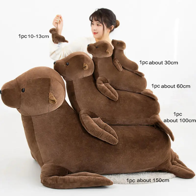 Life-Size Sea Lion Plush Toy - Ride-On Ocean Animal Sofa