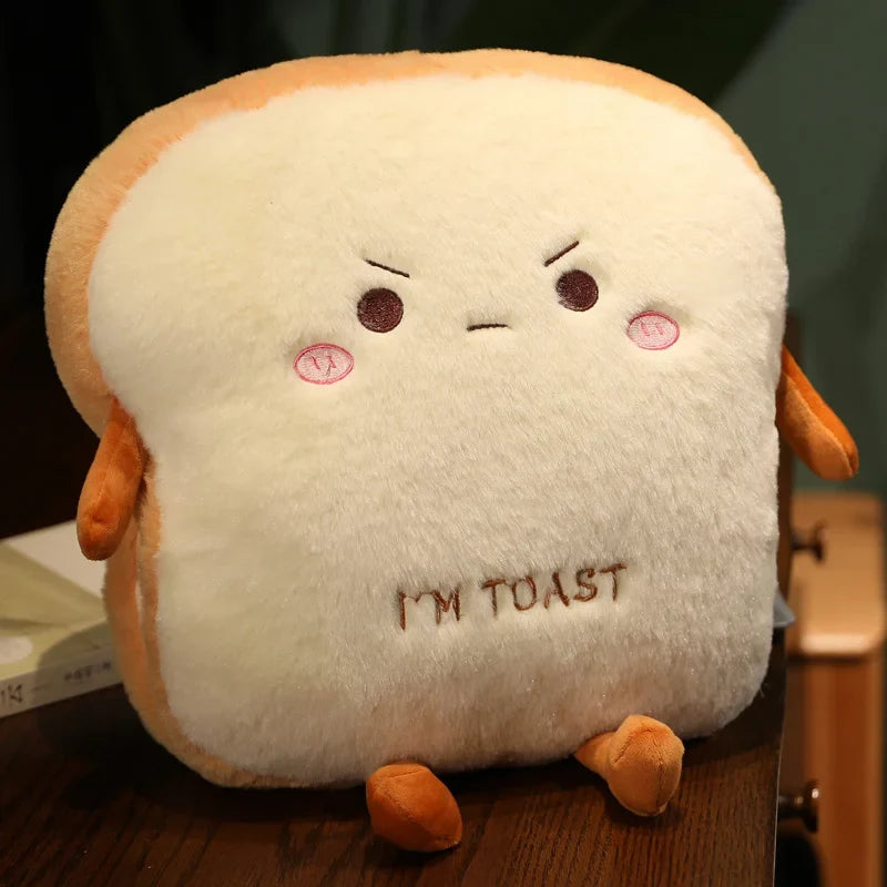 Plush Toast Bread Pillow - Kawaii Food Doll Hand Warmer