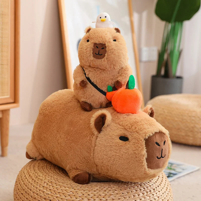 Fluffy Capybara Plush Toy with Fruit | Adorbs Plushies