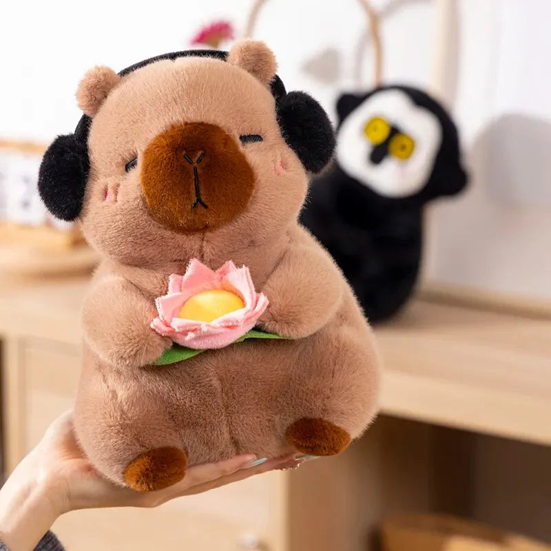 Headphone Capybara Plush Toy with Flower | Adorbs Plushies