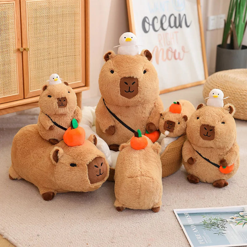 Fluffy Capybara Plush Toy with Fruit | Adorbs Plushies