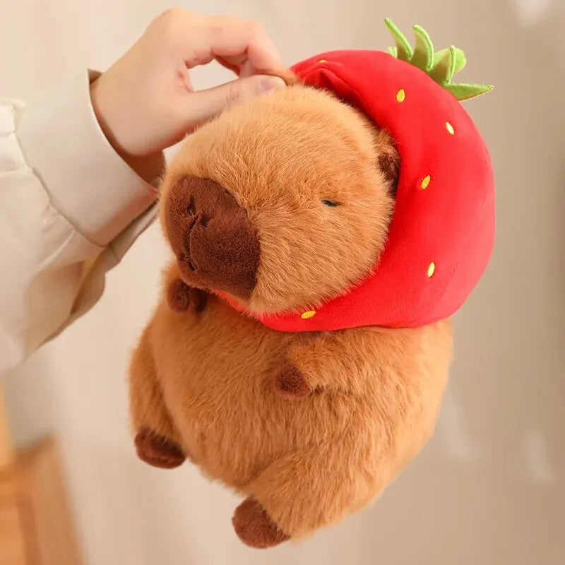 Capybara Plush Toy with Turtle Bag and Strawberry Head | Adorbs Plushies