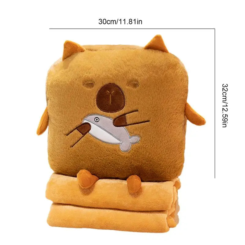 Cute Capybara Plush Pillow with Soft Throw Blanket | Adorbs Plushies