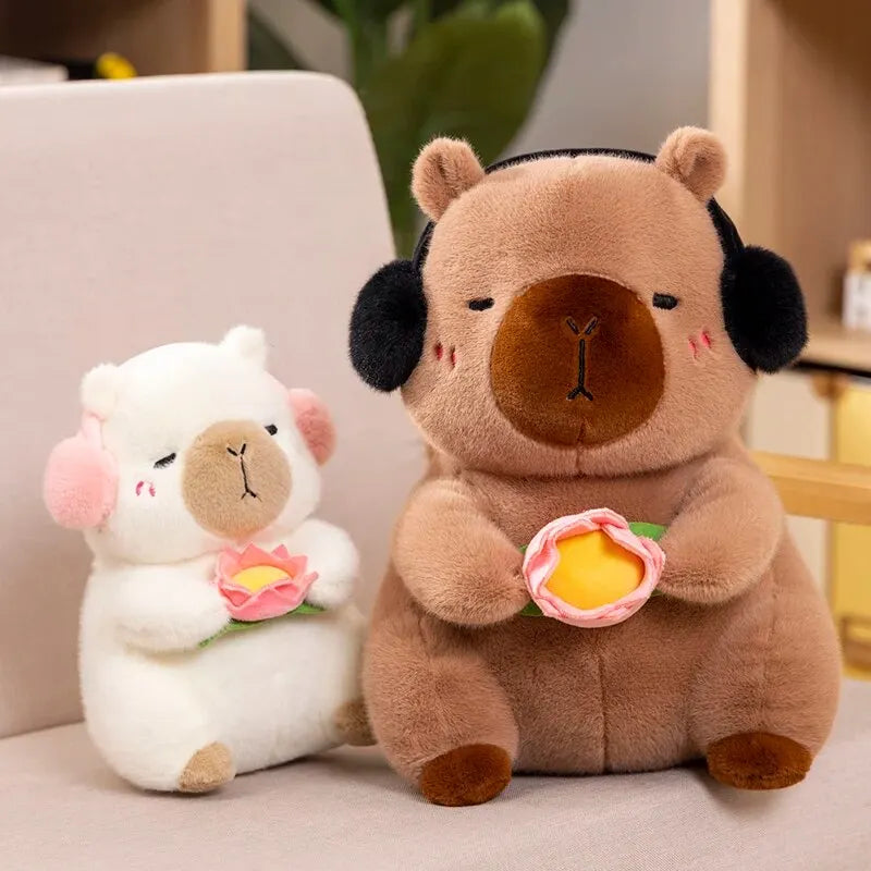 Headphone Capybara Plush Toy with Flower | Adorbs Plushies