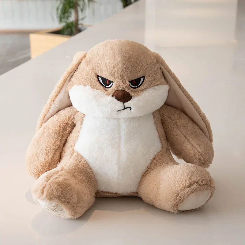 Fluffy Angry Bunny Plushie - Long Ear Rabbit Cuddly Toy