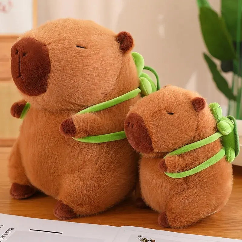 Capybara Plush Toy with Turtle Bag and Strawberry Head | Adorbs Plushies