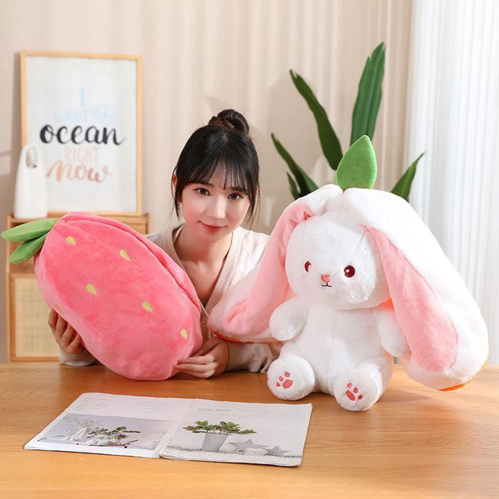 Kawaii Bunny Plush Toy | Cute Strawberry & Carrot Stuffed Animal | Adorbs Plushies