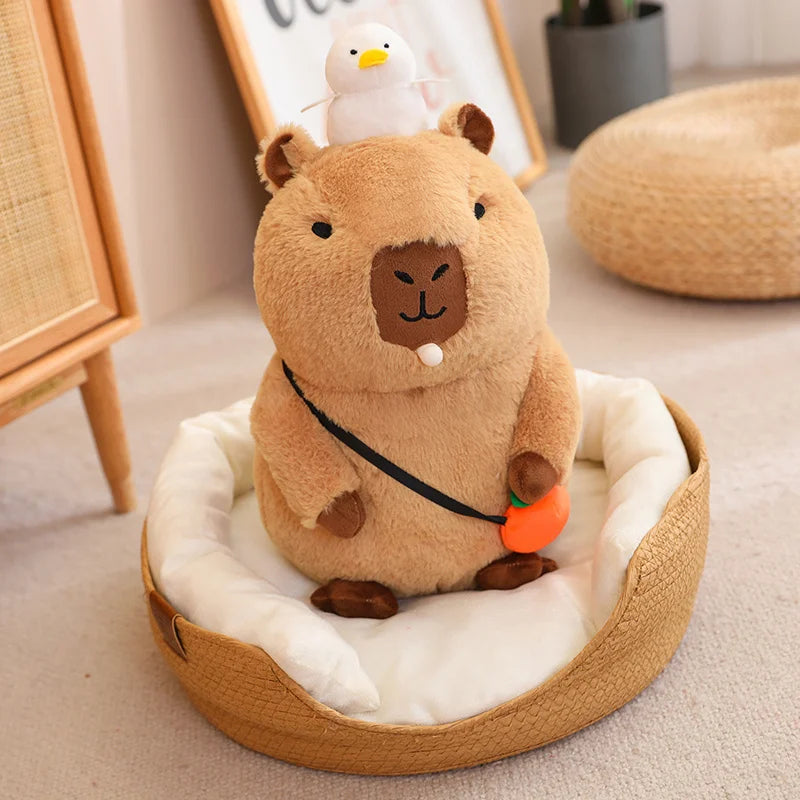 Fluffy Capybara Plush Toy with Fruit | Adorbs Plushies