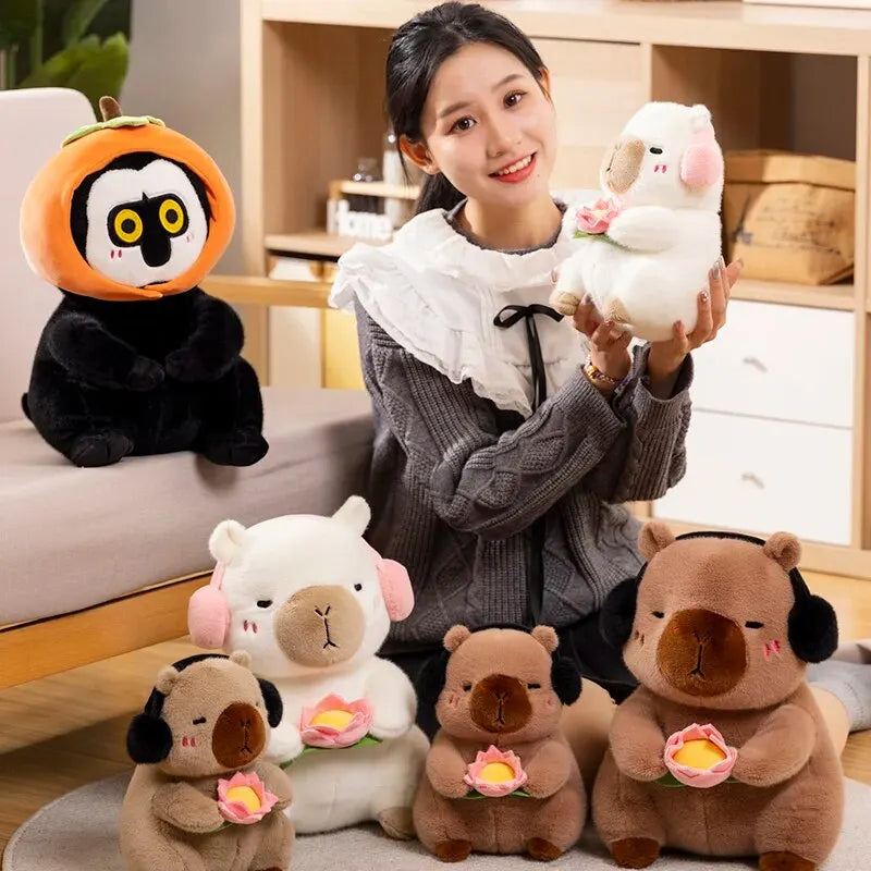 Headphone Capybara Plush Toy with Flower | Adorbs Plushies