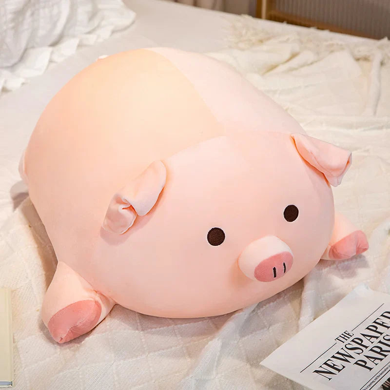 Large Pink Pig Plush Toy - Soft Ball Shape Pillow Cushion