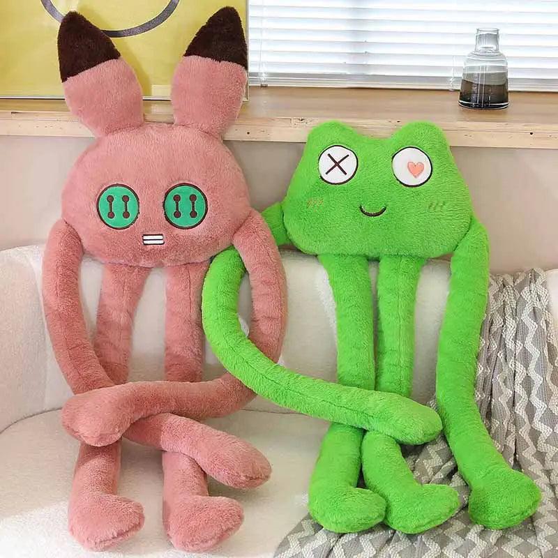 Green Frog & Black Cat Plush - Large Sleep Cushion Toy | Stuffed Animals & Plushies | Adorbs Plushies