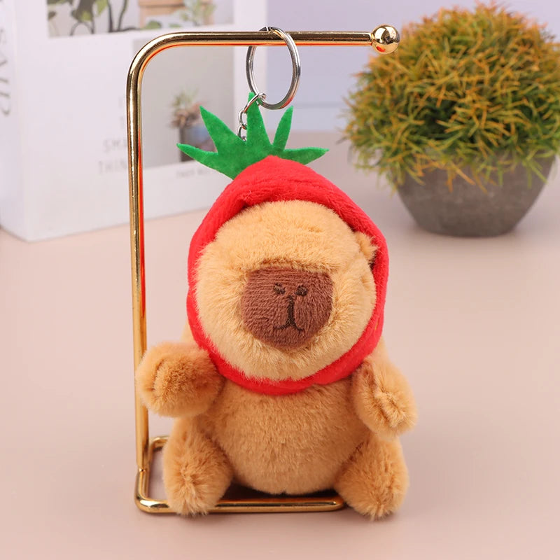 Strawberry head Capybara Stuffed Animal Keychain | Adorbs Plushies