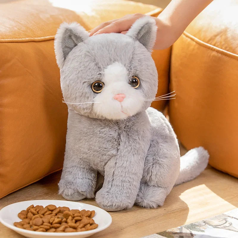 Grey White Black Cat Plush - Realistic Kitten Doll | Stuffed Animals & Plushies | Adorbs Plushies