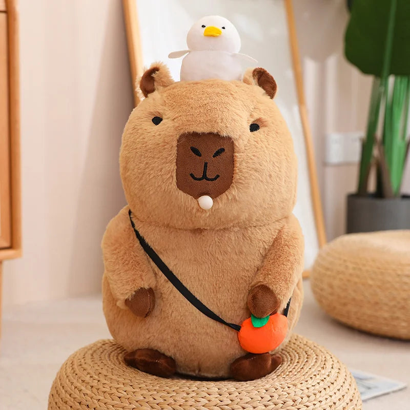 Fluffy Capybara Plush Toy with Fruit | Adorbs Plushies