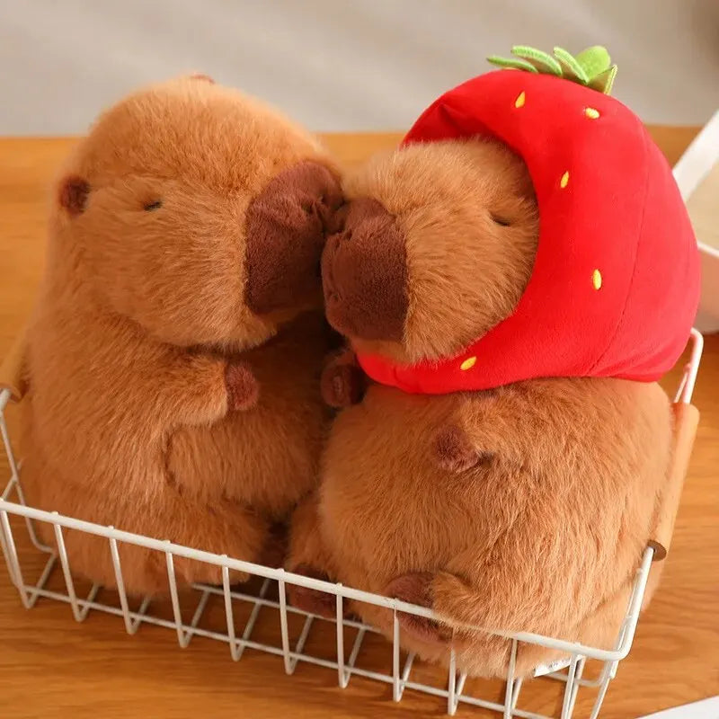 Capybara Plush Toy with Turtle Bag and Strawberry Head | Adorbs Plushies