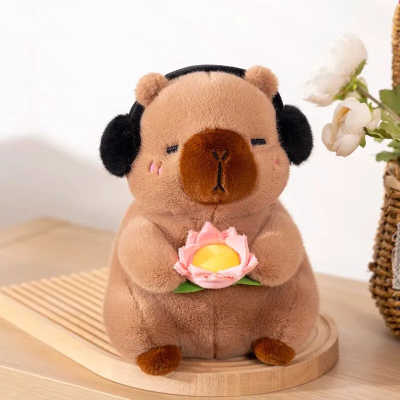 Headphone Capybara Plush Toy with Flower | Adorbs Plushies