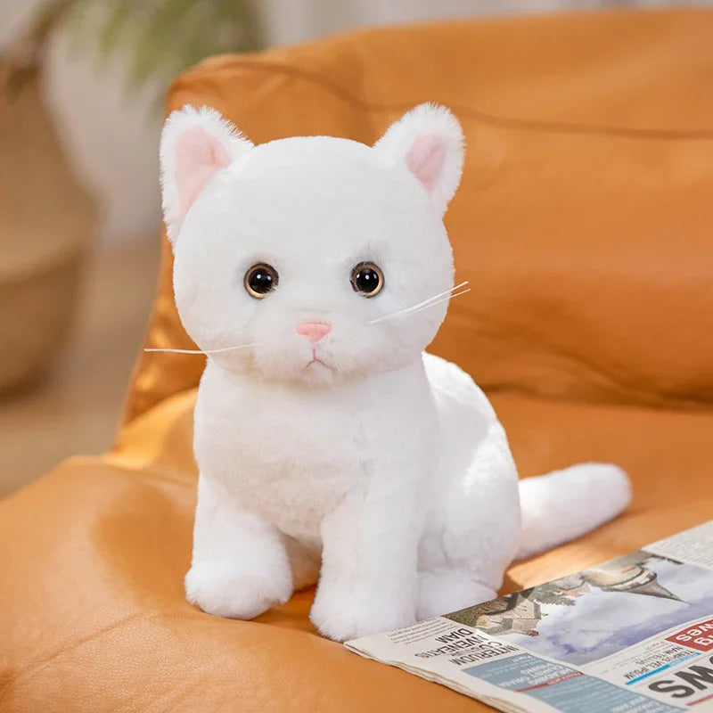 Grey White Black Cat Plush - Realistic Kitten Doll