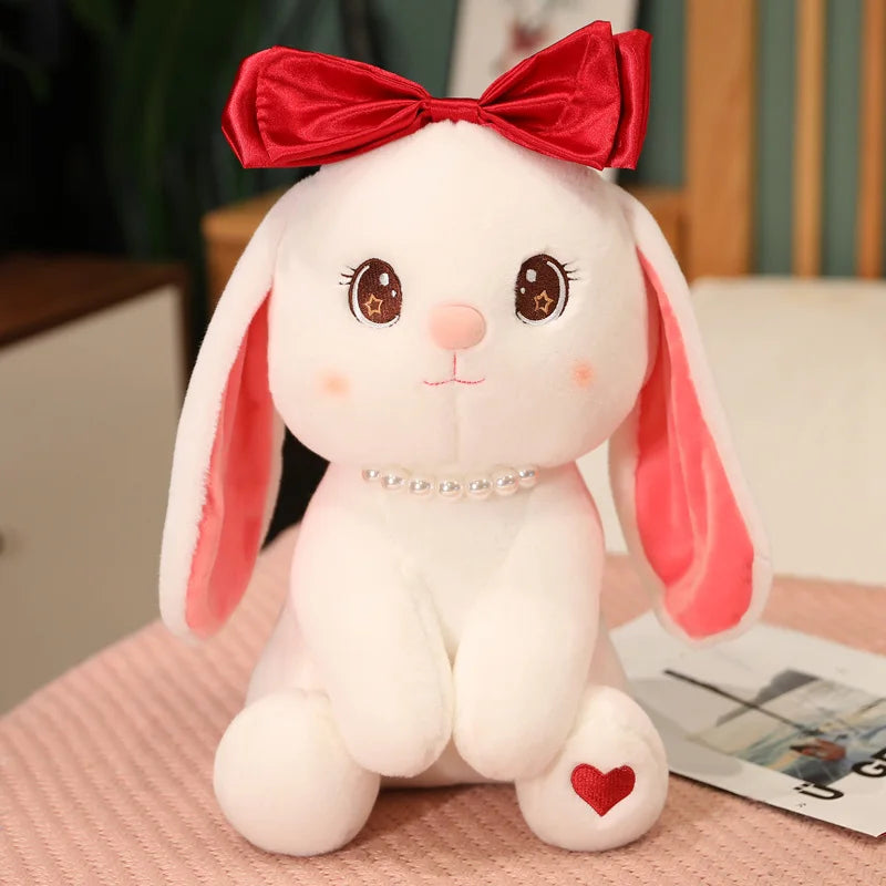 Red Bow Bunny Plushie - Cute Rabbit Doll Toy | Stuffed Animals & Plushies | Adorbs Plushies