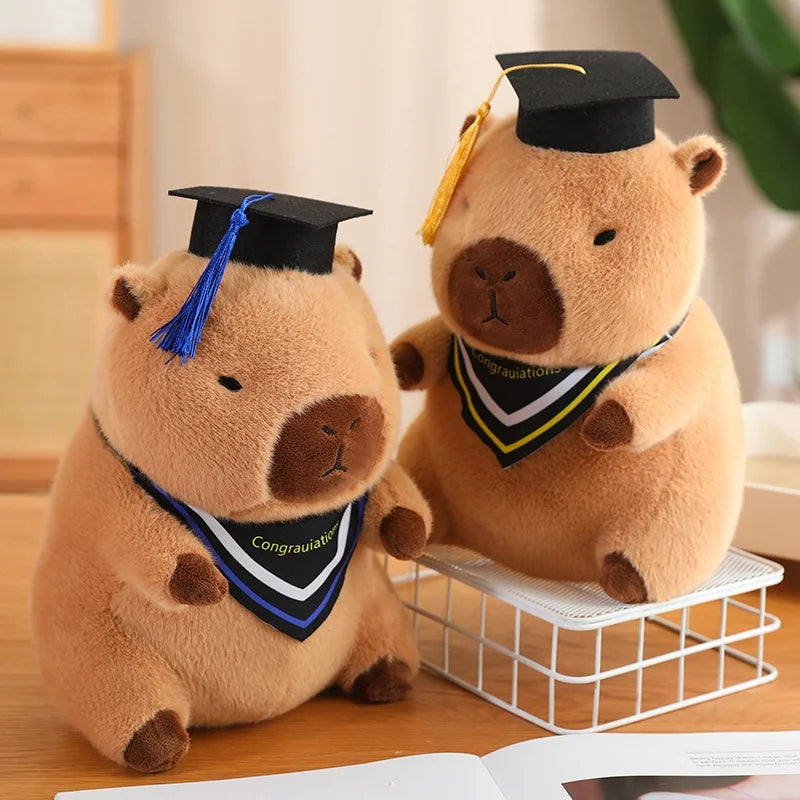 Cute Capybara Graduate Plushie with Bubble Tea | Adorbs Plushies