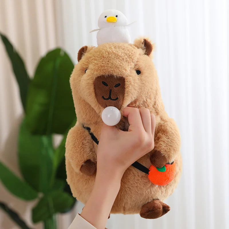 Fluffy Capybara Plush Toy with Fruit | Adorbs Plushies