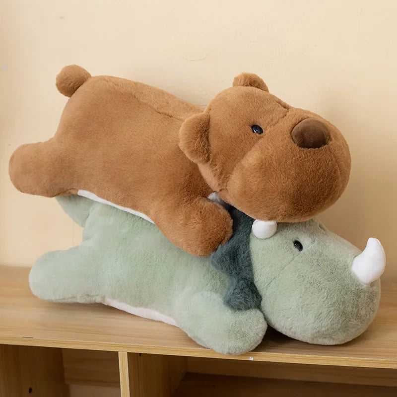 Green Triceratops Dinosaur Plush Toy - Soft Lying Animal | Stuffed Animals & Plushies | Adorbs Plushies