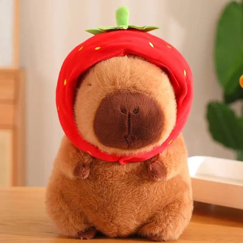 Capybara Plush Toy with Turtle Bag and Strawberry Head | Adorbs Plushies