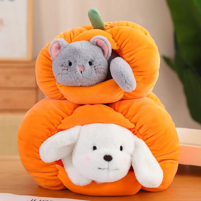 Grey Cat and White Dog Plush Toy - Creative Halloween Decor | Stuffed Animals & Plushies | Adorbs Plushies