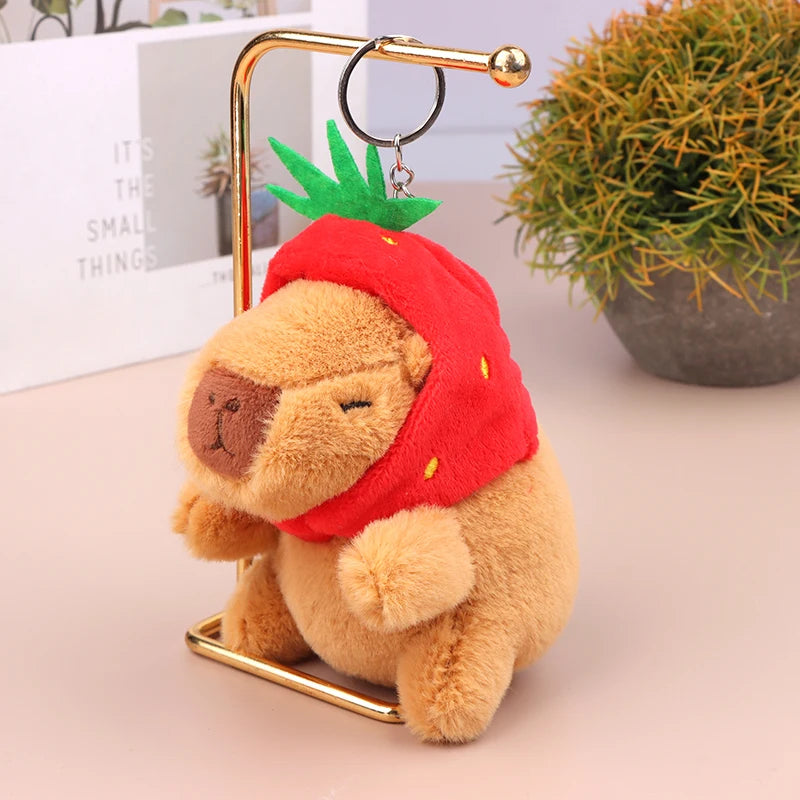 Strawberry head Capybara Stuffed Animal Keychain | Adorbs Plushies