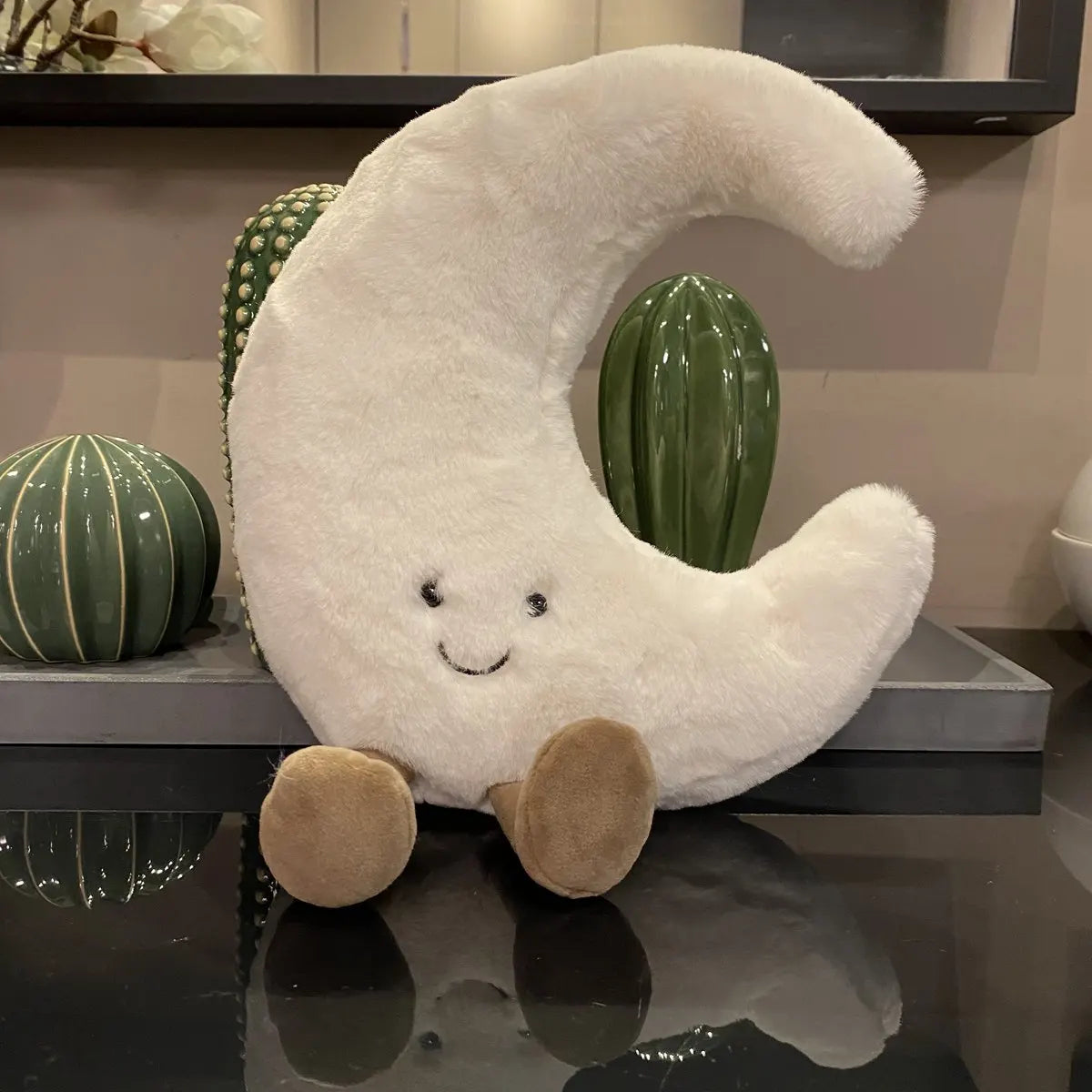 White Moon & Yellow Sun Plushie - Cute Weather Pillow