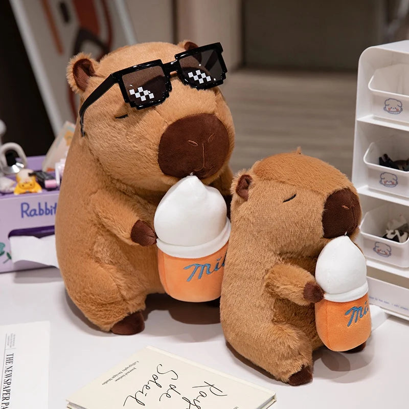Capybara Plush Toy with Milk, Sunglasses Accessories | Adorbs Plushies