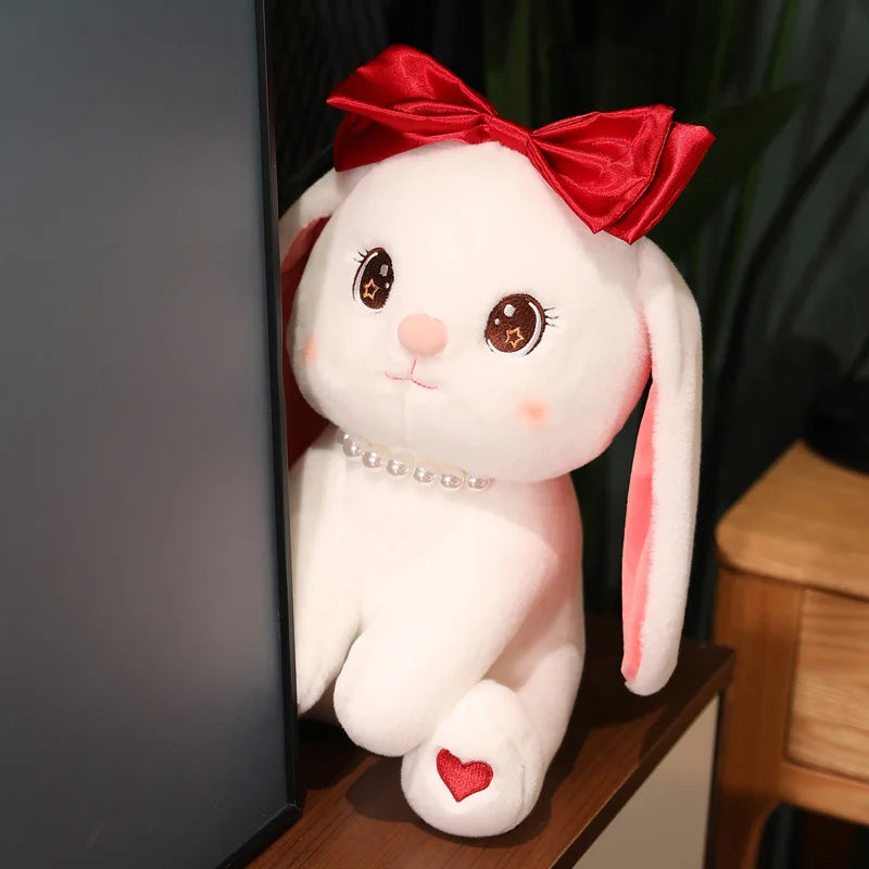 Red Bow Bunny Plushie - Cute Rabbit Doll Toy | Stuffed Animals & Plushies | Adorbs Plushies