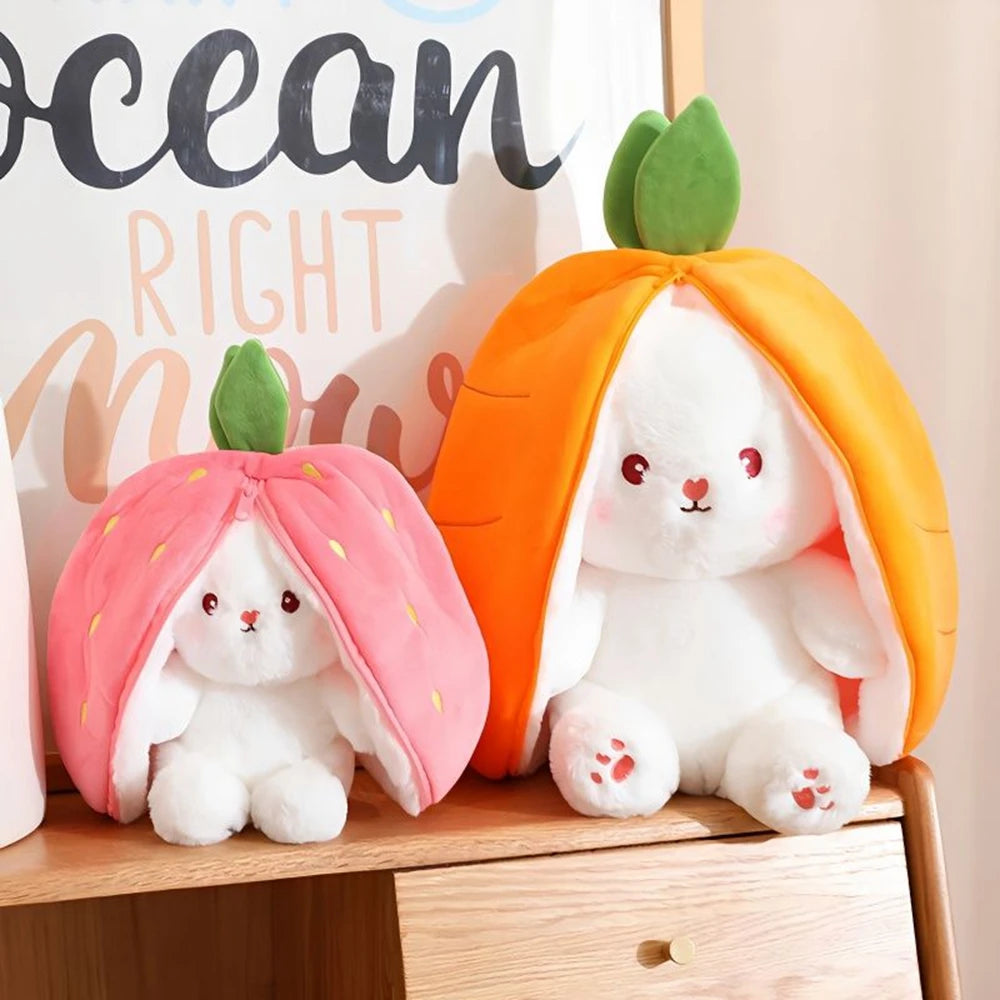 Kawaii Bunny Plush Toy | Cute Strawberry & Carrot Stuffed Animal | Adorbs Plushies