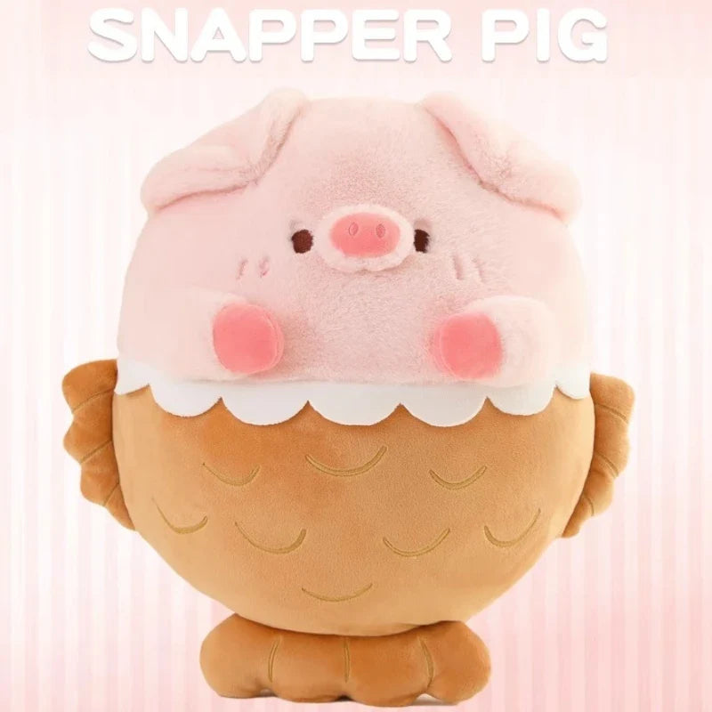 Pig With Taiyaki Fish Tail Plushie - Mermaid Piggy Pillow