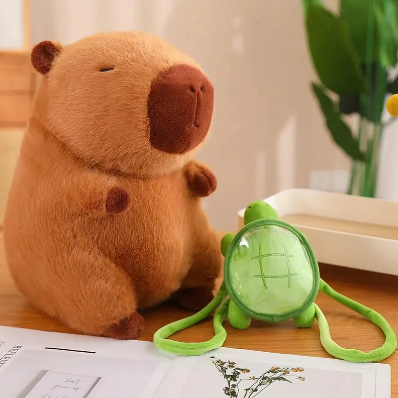 Capybara Plush Toy with Turtle Bag and Strawberry Head | Adorbs Plushies