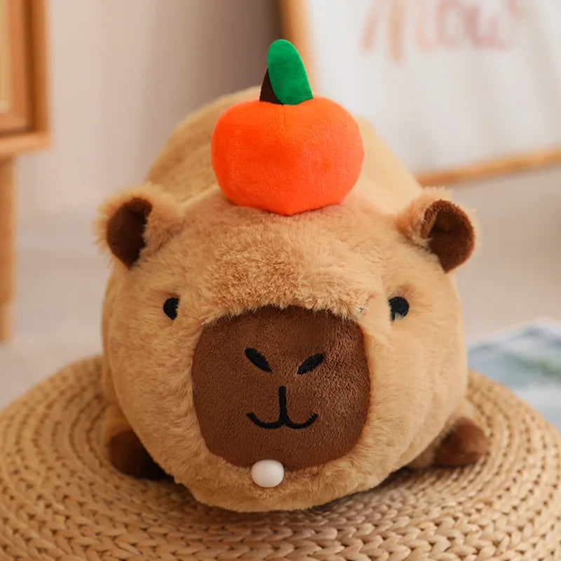 Fluffy Capybara Plush Toy with Fruit | Adorbs Plushies