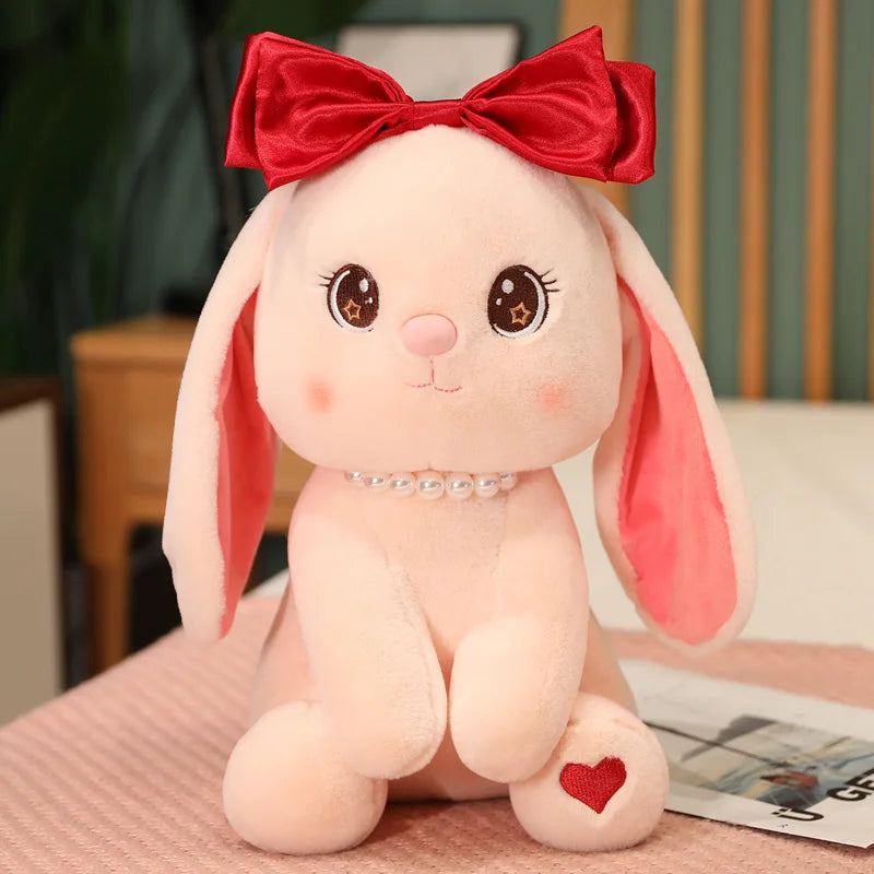 Red Bow Bunny Plushie - Cute Rabbit Doll Toy | Stuffed Animals & Plushies | Adorbs Plushies