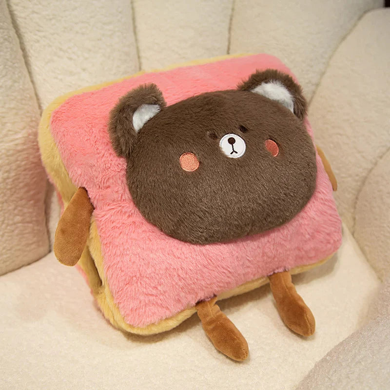 Plush Toast Bread Pillow - Kawaii Food Doll Hand Warmer