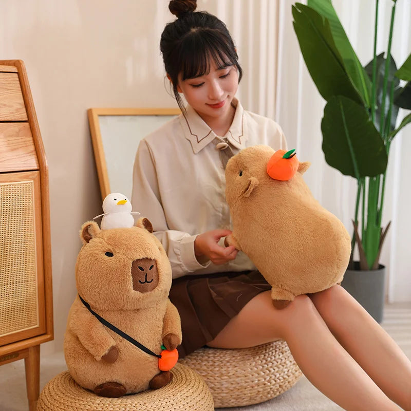 Fluffy Capybara Plush Toy with Fruit | Adorbs Plushies